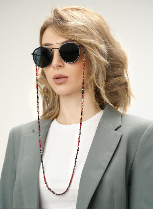 Sunglass Jewelry "Red and Silver Crystals"