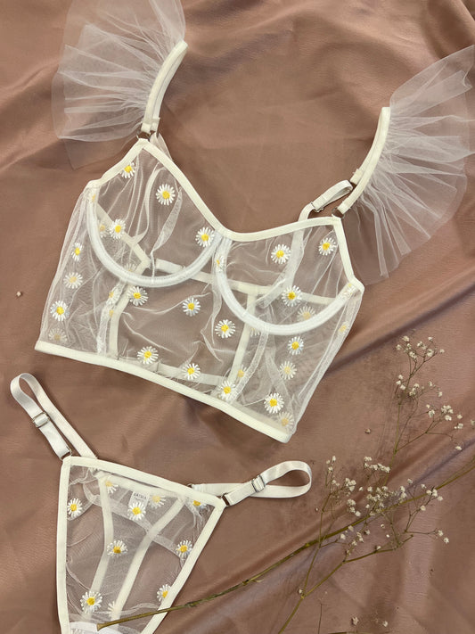 ARIMA lingerie "White daisy corset" set