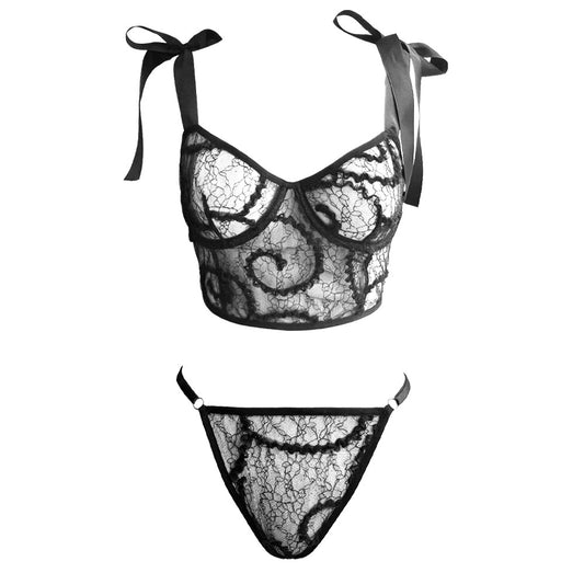 ARIMA lingerie "Black corset with bows" set